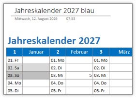 OneNote Kalender 2027