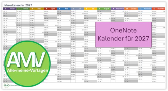 OneNote Kalender 2027