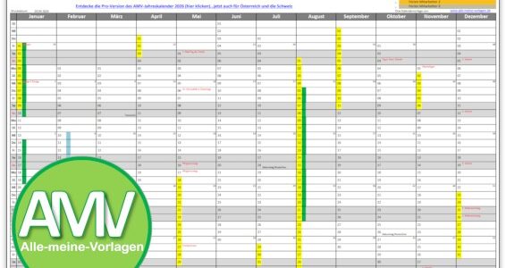 AMV-Jahreskalender 2027 für Excel