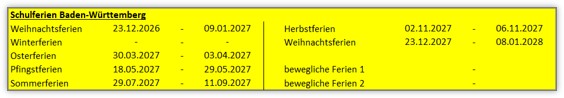 AMV-Jahreskalender 2027 - Schulferien.