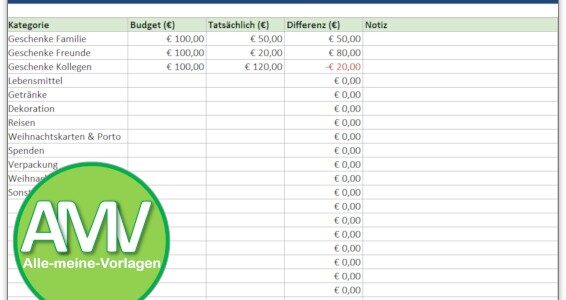 Weihnachtsbudgetplaner Excel: Weihnachtsausgaben einfach planen und kontrollieren